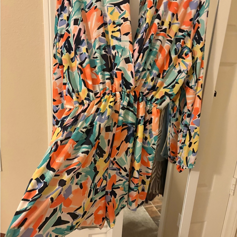 PRE OWNED FASHION NOVA Colorful Abstract Print ROMPER (SHORTS)